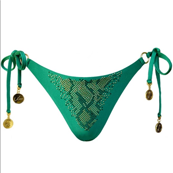 🐍 GREEN & Gold snake Bikini Bottom WaterVixenSwim - Picture 9 of 10